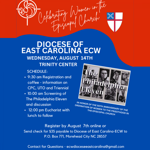 Episcopal Church Women (ECW) Gathering on August 14 at Trinity Center